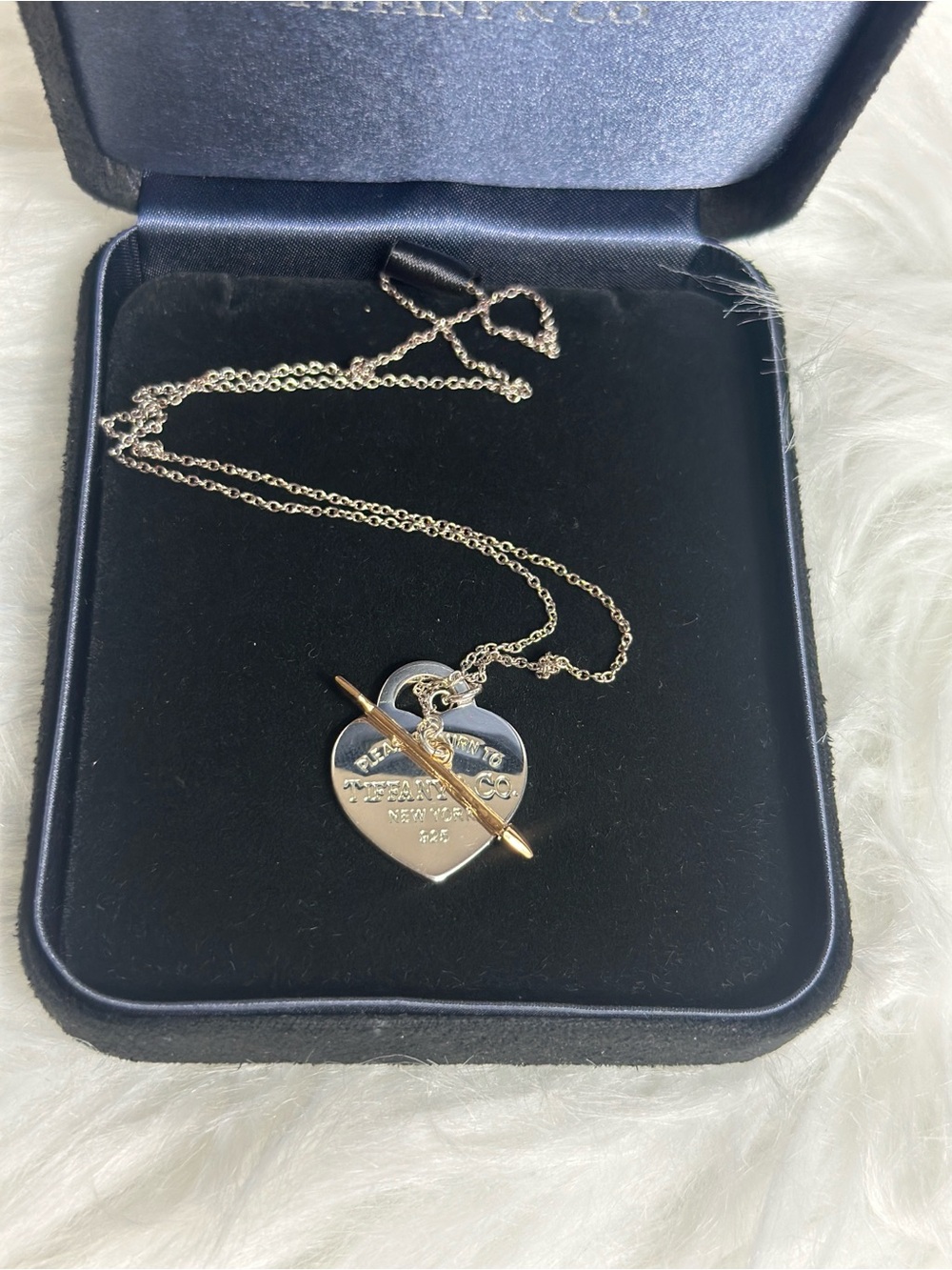 Tiffany & Co. Two-Tone Heart Tag Necklace - Silver and Gold